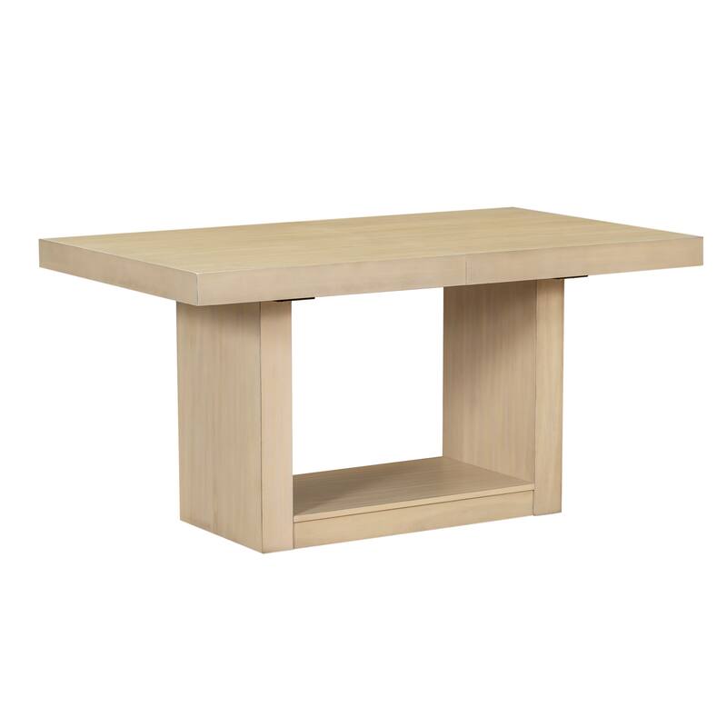 6-Piece Modern Extendable Pedestal Dining Table Set with 18 Inch Removable Leaf and Pedestal Table Legs for Kitchen Dining Room