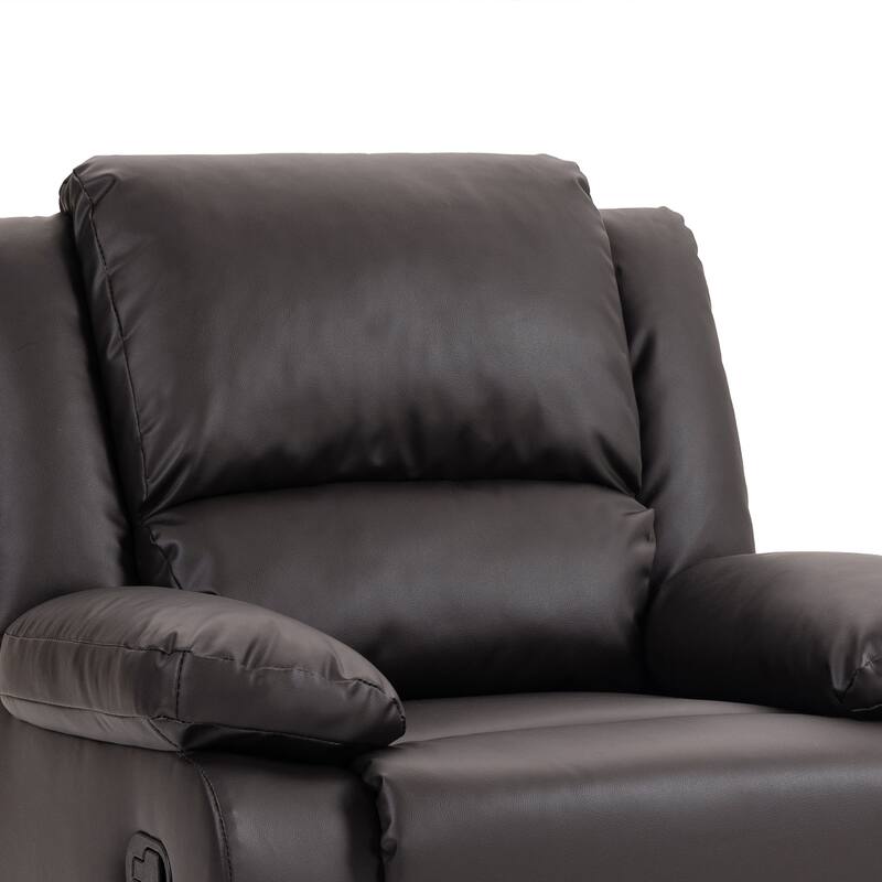 Vegan Leather Upholstered Push Back Manual Recliner Chair