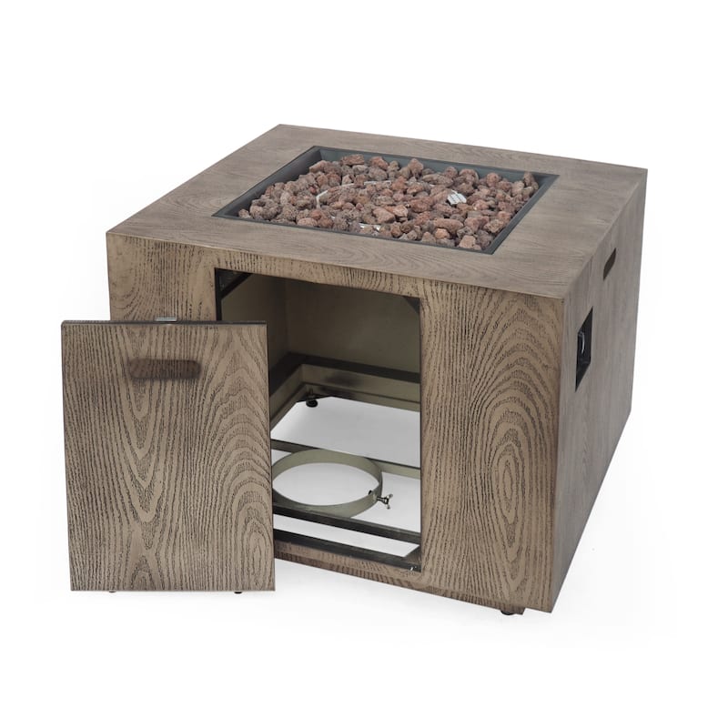 Wellington Square Fire Pit with Lava Rocks by Christopher Knight Home