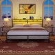 preview thumbnail 68 of 94, Farmhouse Wood Platform Bed Frame with Charged Station and LED Lights