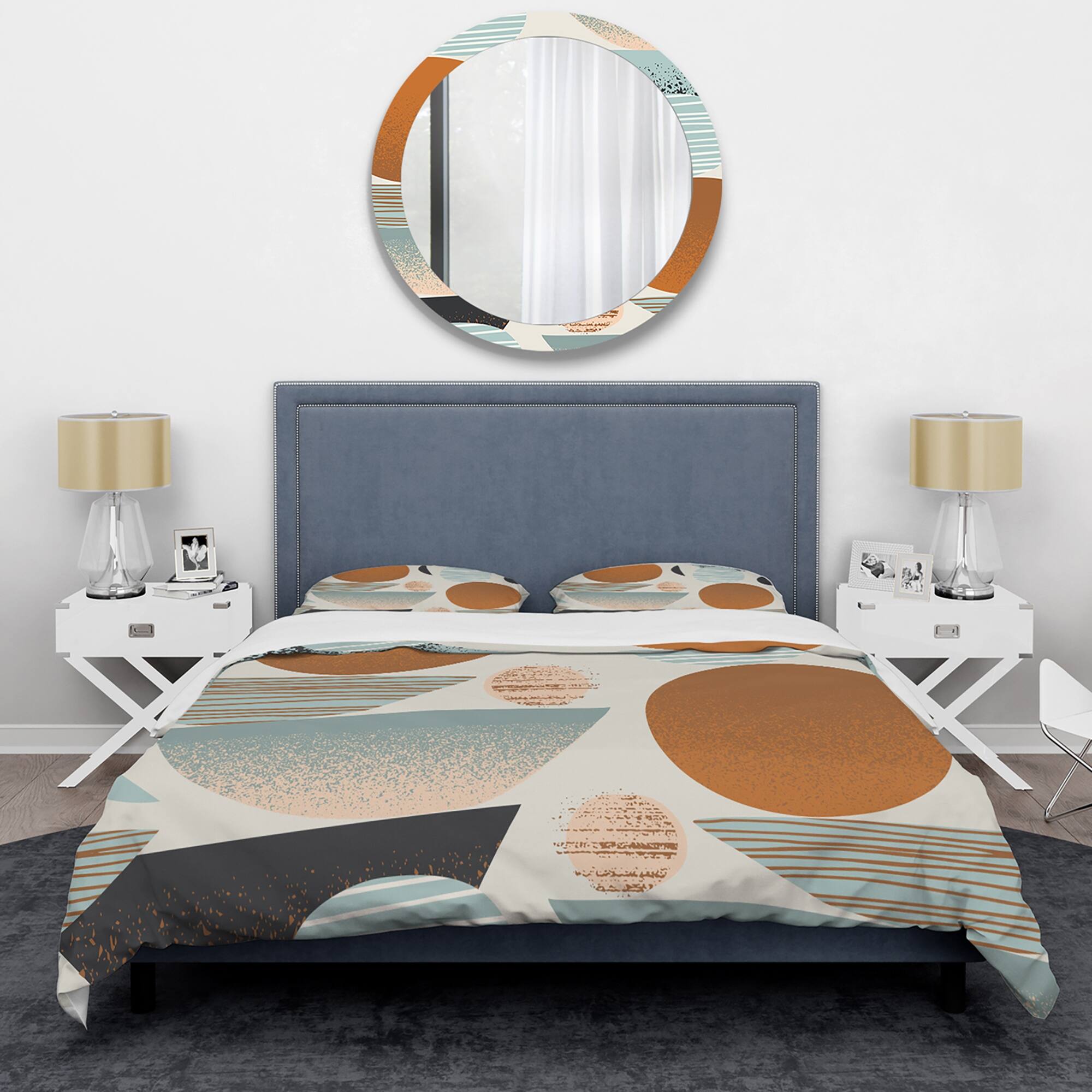 Designart 'Retro Shapes With Abstract Suns and Moons I' Modern Duvet ...
