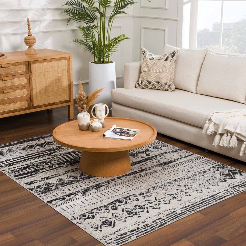Hauteloom Lyssons Hallway, Kitchen Machine Washable Runner Rug - Black, Gray, Light Gray - 2'7" x 7'3"