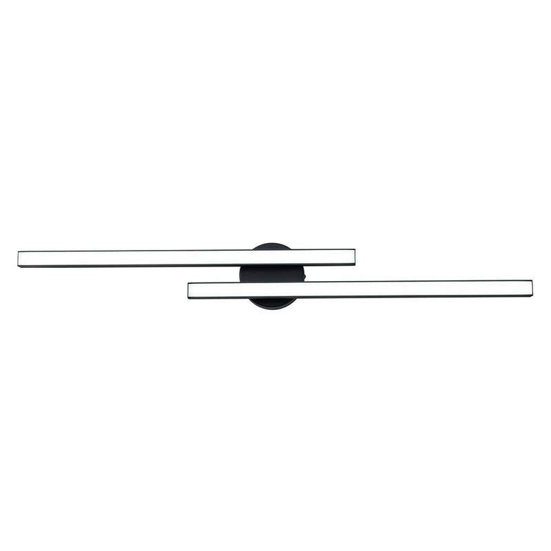 Contemporary 2-Light Black Linear Dimmable LED Vanity Wall Lamp - 35.4 Inches-6000K