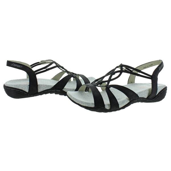 Shop Jsport By Jambu Womens April Encore Sport Sandals Strappy Faux Leather Black 6 Medium B M Overstock 28844224