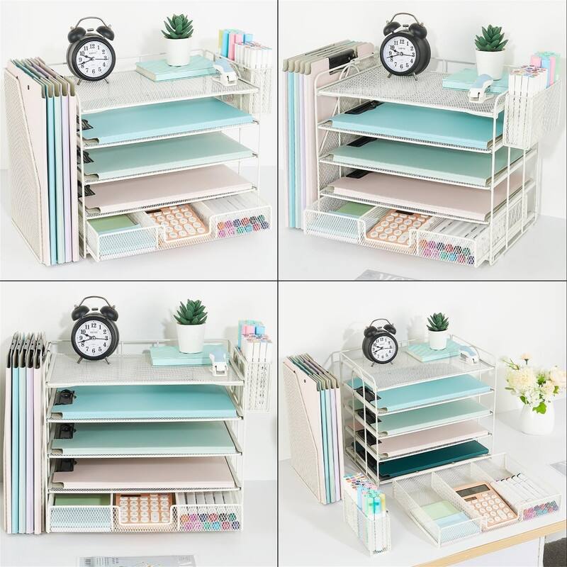 5 Tier Desk Accessories & Workspace Desk - 16.15"D x 9.45"W x 11.25"H