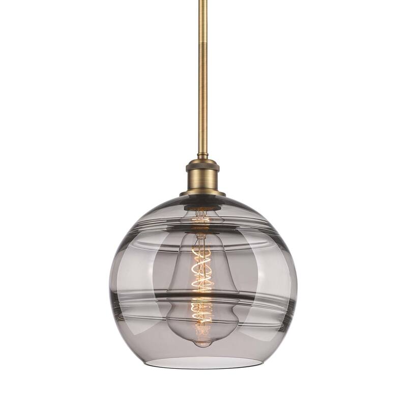 Innovations Lighting 516-1S-12-10 Rochester Pendant Rochester 10" Wide - Brushed Brass / Light Smoke