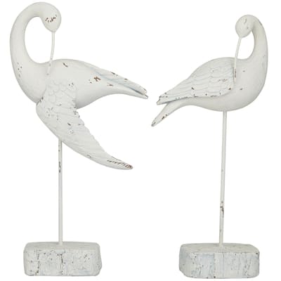 Polystone Bird Decorative Sculpture - Set of 2 White - Roche River Decor