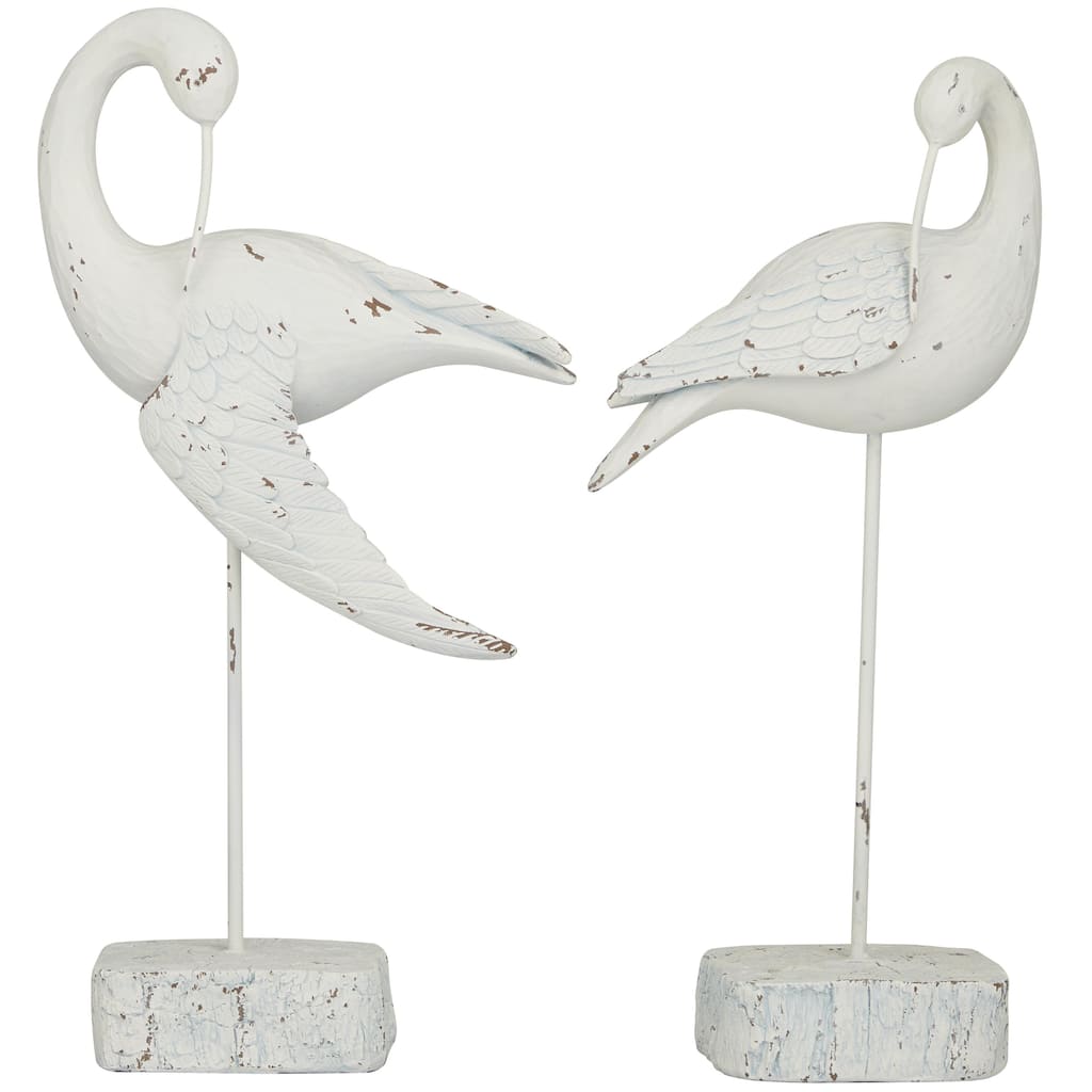 Polystone Bird Decorative Sculpture - Set of 2 White - Roche River Decor