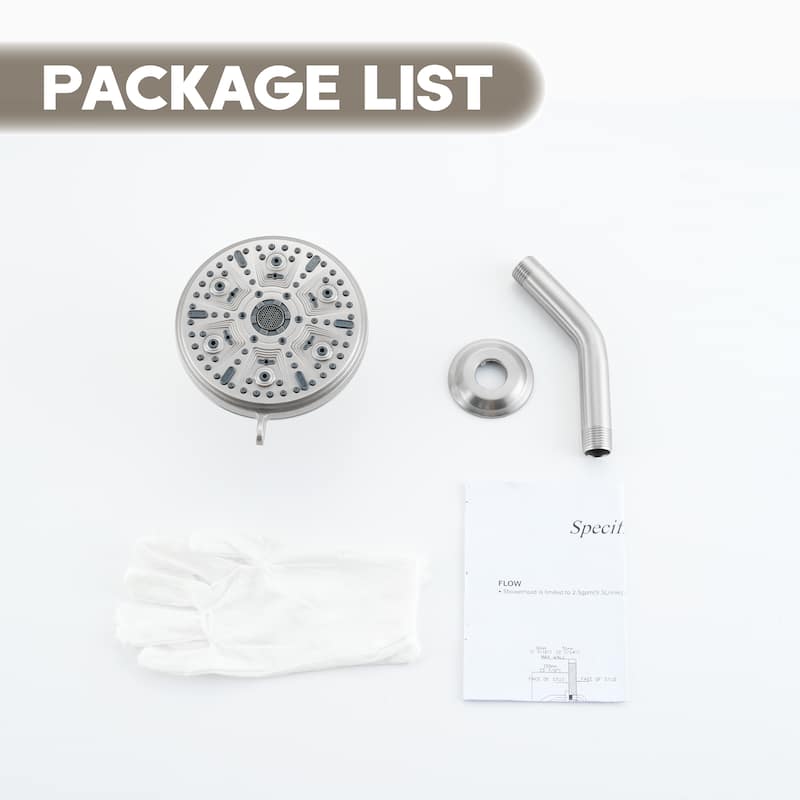 10-Spray Patterns 5 in. Wall Mount Rain Fixed Shower Head with Shower Arm and Flange