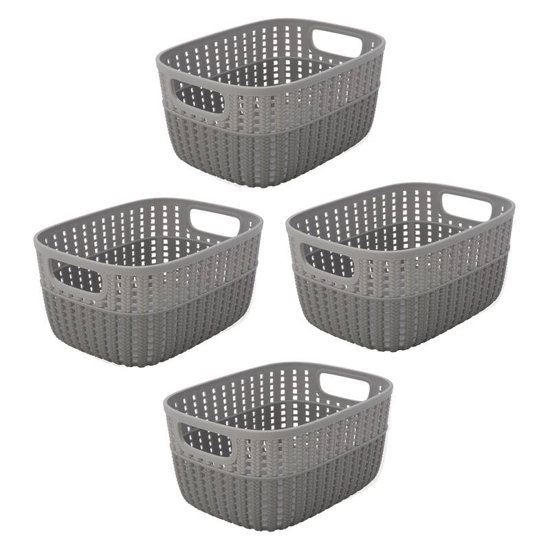 Simplify 2-Tone Decorative Small Storage Basket - Greys - 4 Pack