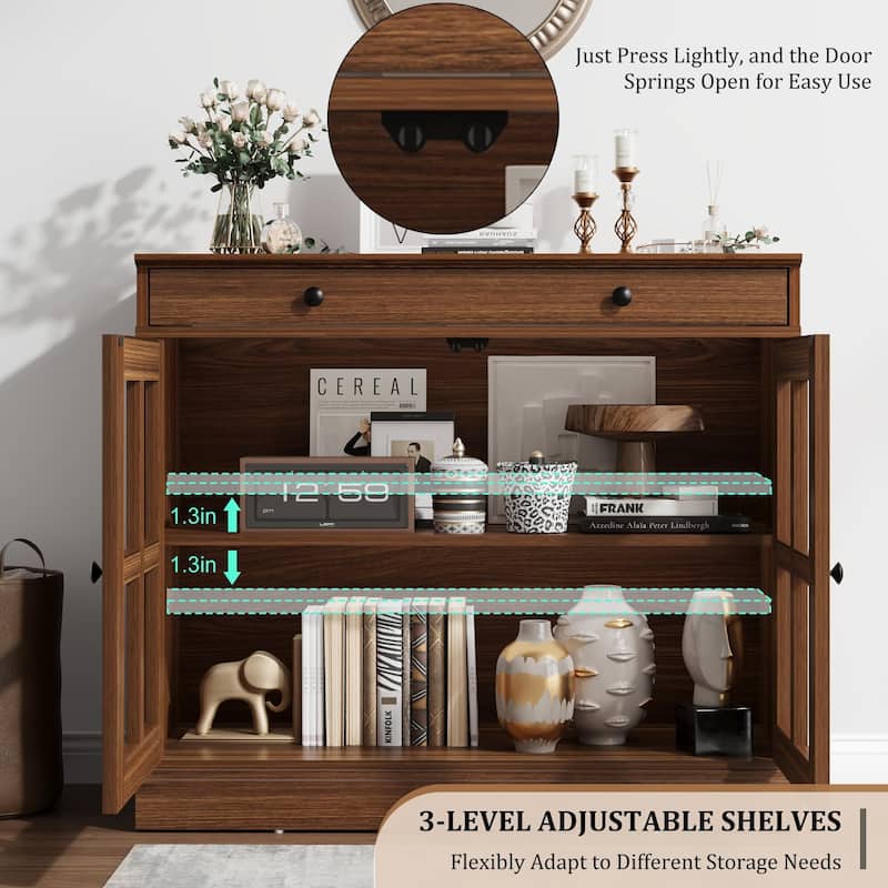 35.4" Sideboard Buffet Cabinets with Glass Door
