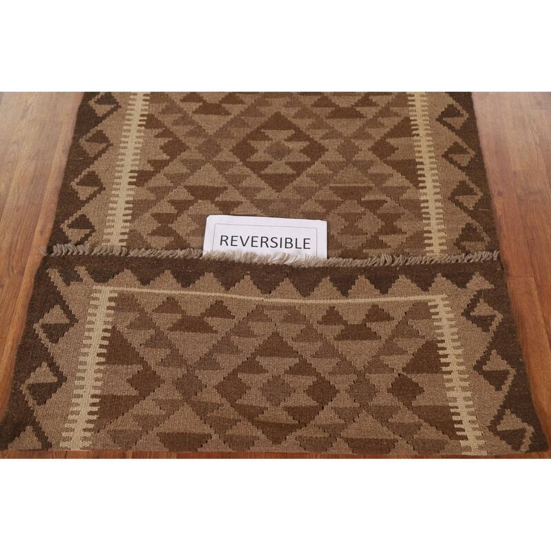 Reversible Kilim Oriental Area Rug Hand-woven Wool Carpet - 3'3" x 5'0"