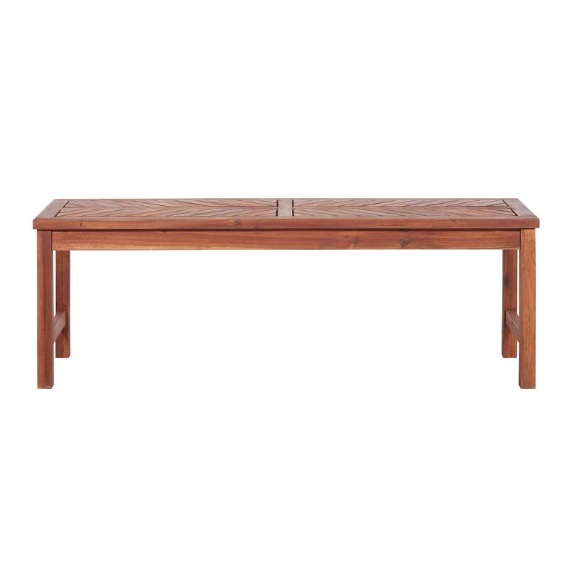 Walker Edison Elephant Point Acacia Wood Chevron Bench