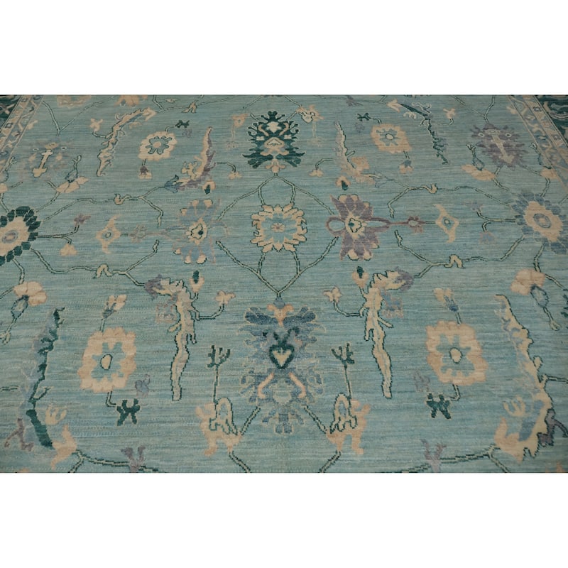 Hand Knotted Oriental 100% Wool Carpet Traditional All-Over Navy Blue & Blues Ziegler Area Rug - 13' 9'' X 9' 8''