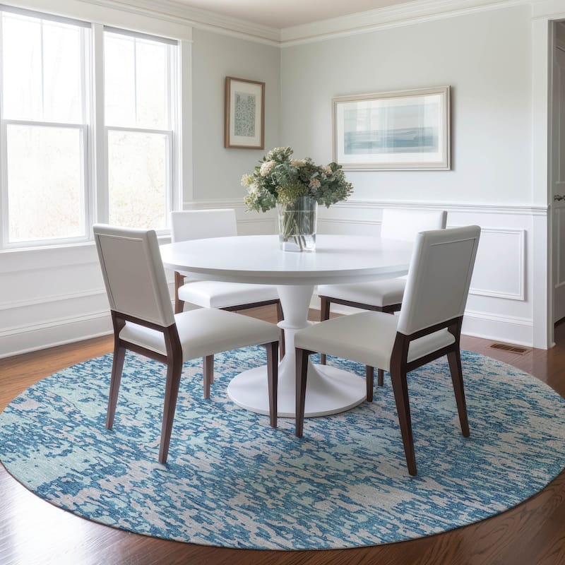 Machine Washable Indoor/ Outdoor Abstract Pixels Chantille Rug