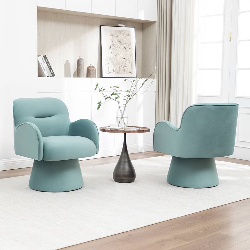 SEYNAR Modern Glam Velvet 360 Degree Swivel Armchair Set of 2