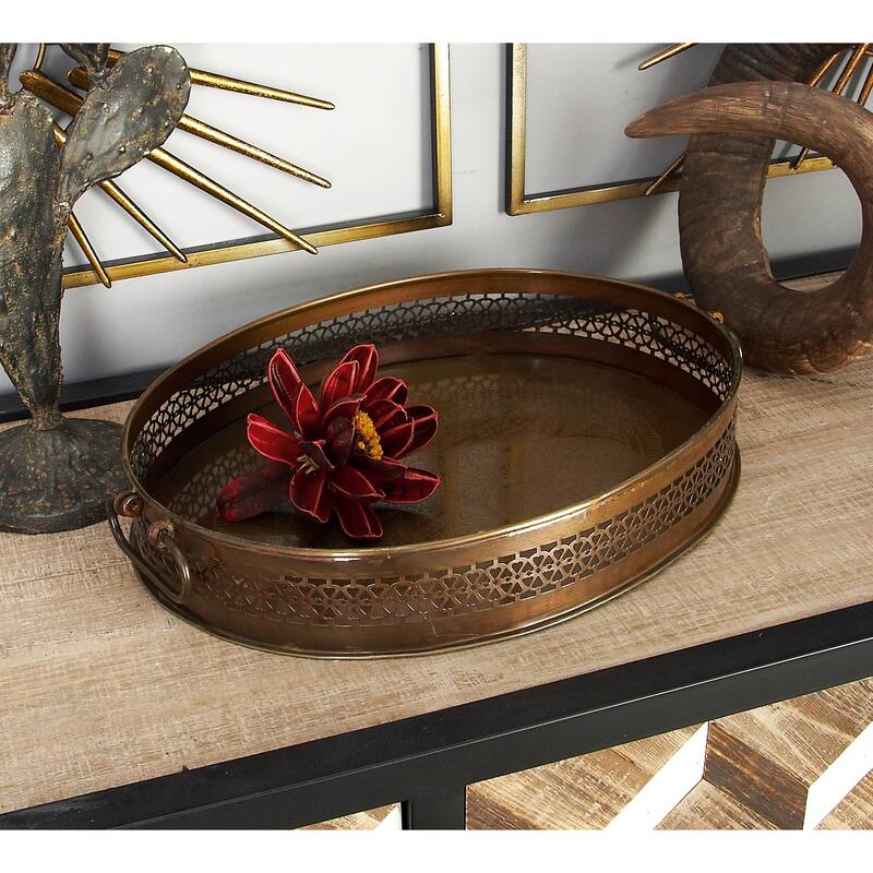 Brown Metal Living Room Decor Tray (Set of 2) - 12.5 x 17 x 2.5 - 12.5 x 17 x 2.5 - Brown