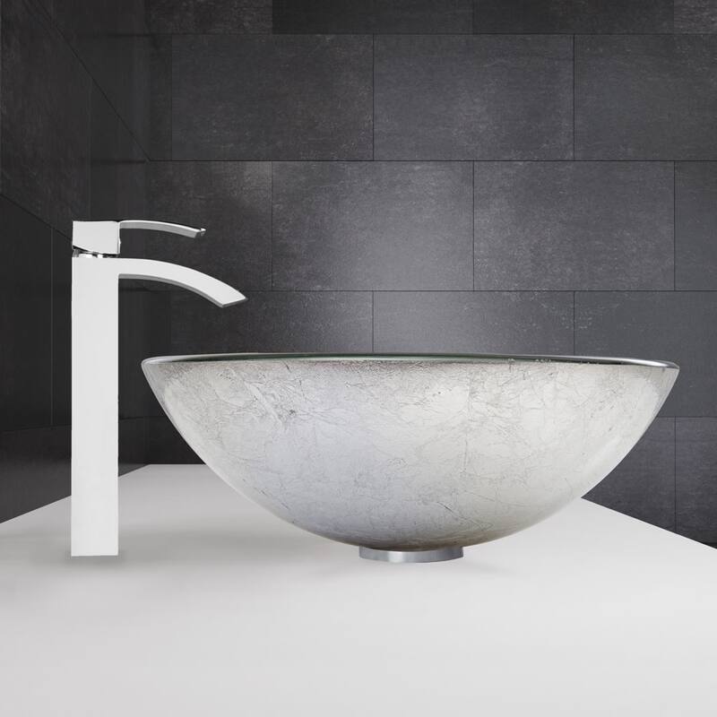Vigo 16-1/2" Glass Bathroom Vessel Sink with Duris Single Hole