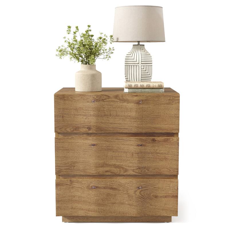Nightstand with 3 Drawers Fluted End Table Farmhouse Bedside Table
