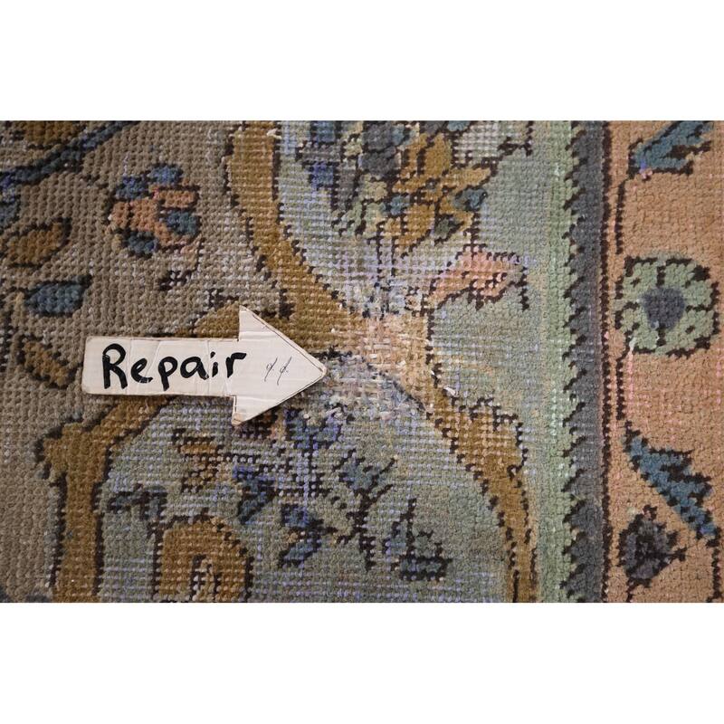 Distressed Tabriz Persian Antique Area Rug Handmade Wool Carpet - 8'0" x 10'9"