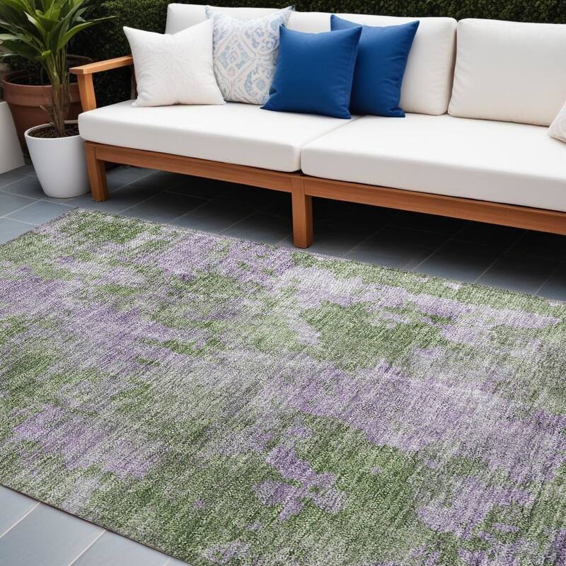 Rasi Contemporary Abstract Weather Resistant Versatile Elegance Outdoor Rug - 9' X 12' - Multi