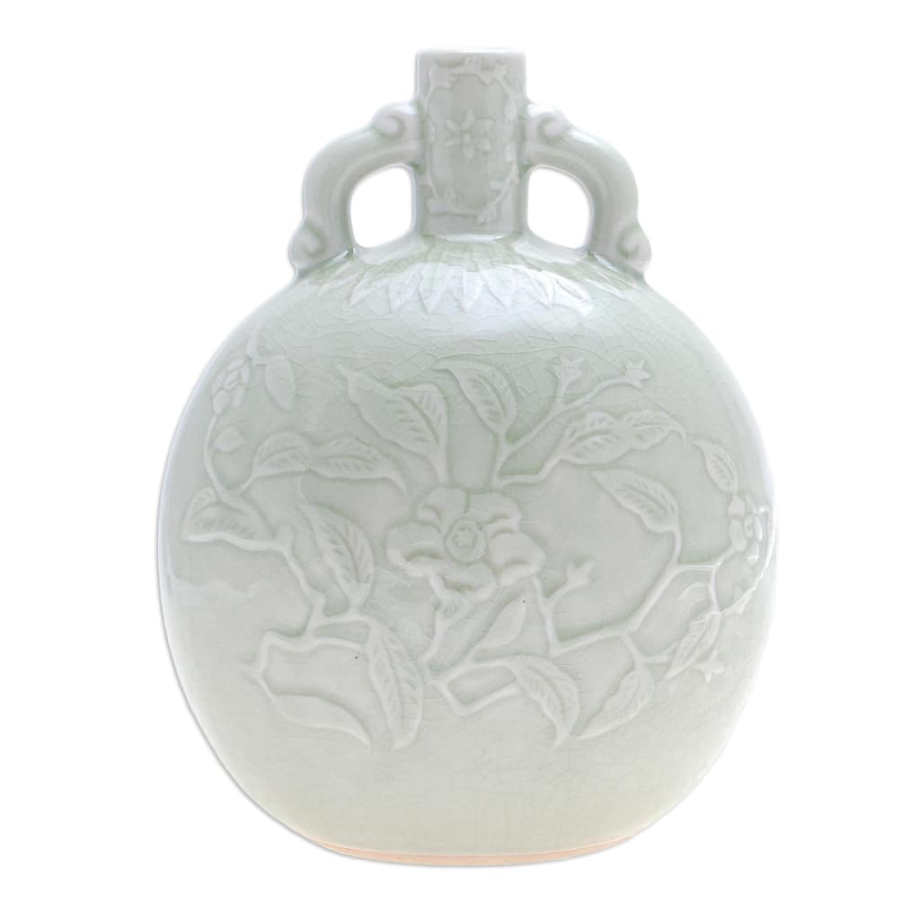 Novica Handmade Flower Bunch Celadon Ceramic Vase