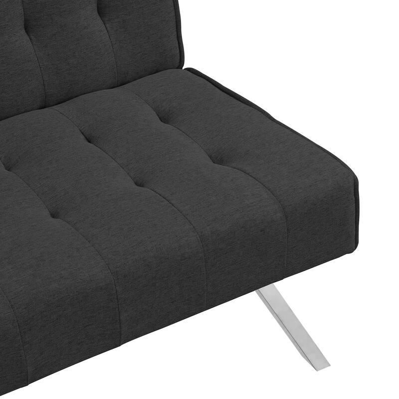 sofa bed black pvc,wood frame, stainless leg, futon, sofa bed grey