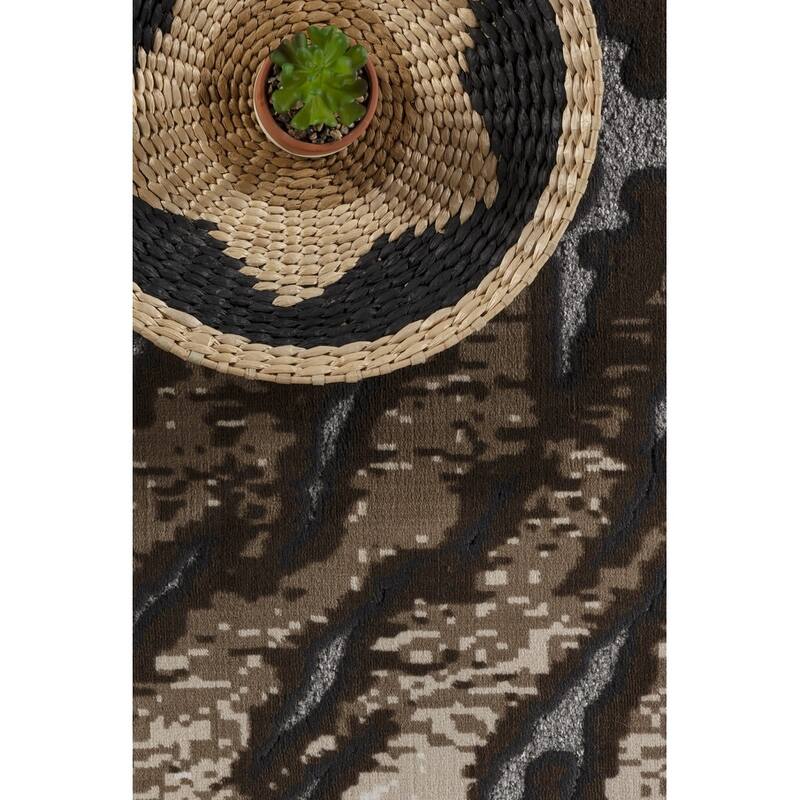 Brown 7 ft. 10 in. x 10 ft. 3 in.Luxury Area Rug, 0.43 Pile Height – Sophisticated Warmth for Any Room - 6' x 7'