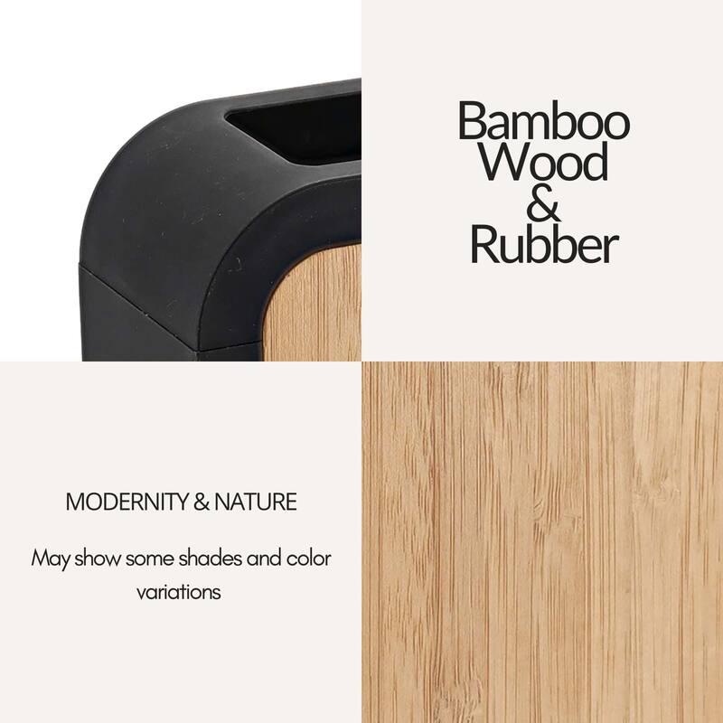Modern Toothbrush Holder Rubber and Wood - 4.3 L x 2 W x 4.4 H