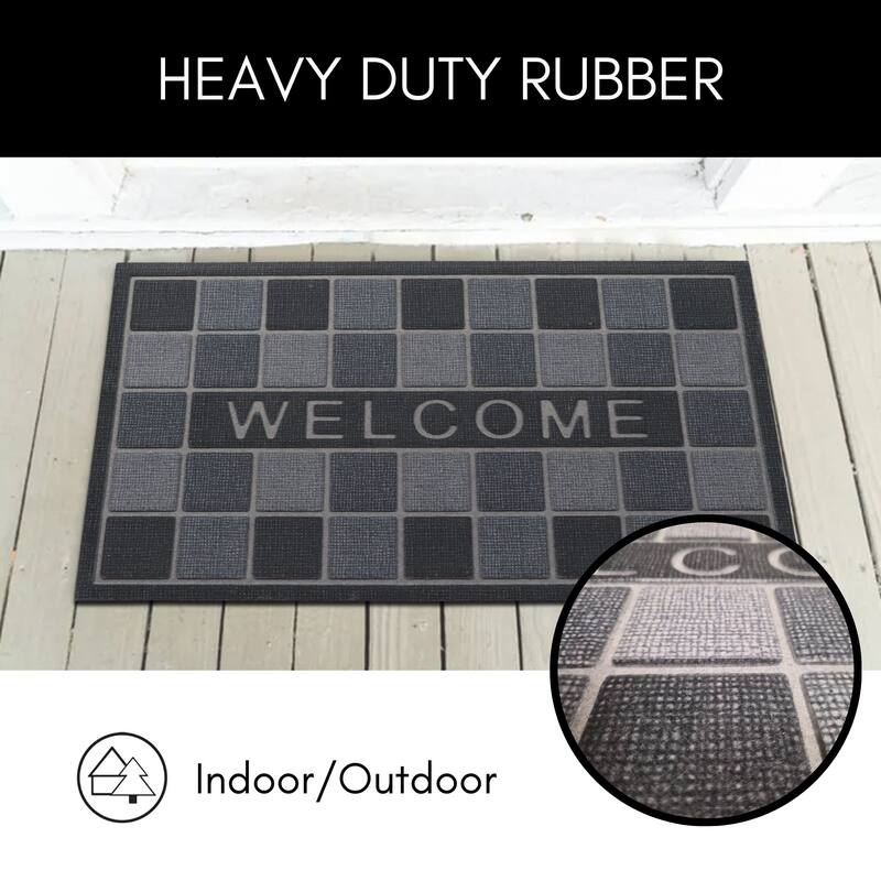 Welcome Rubber Door Mat 30x17 Inches - 30 L x 17 W x 1/4 H