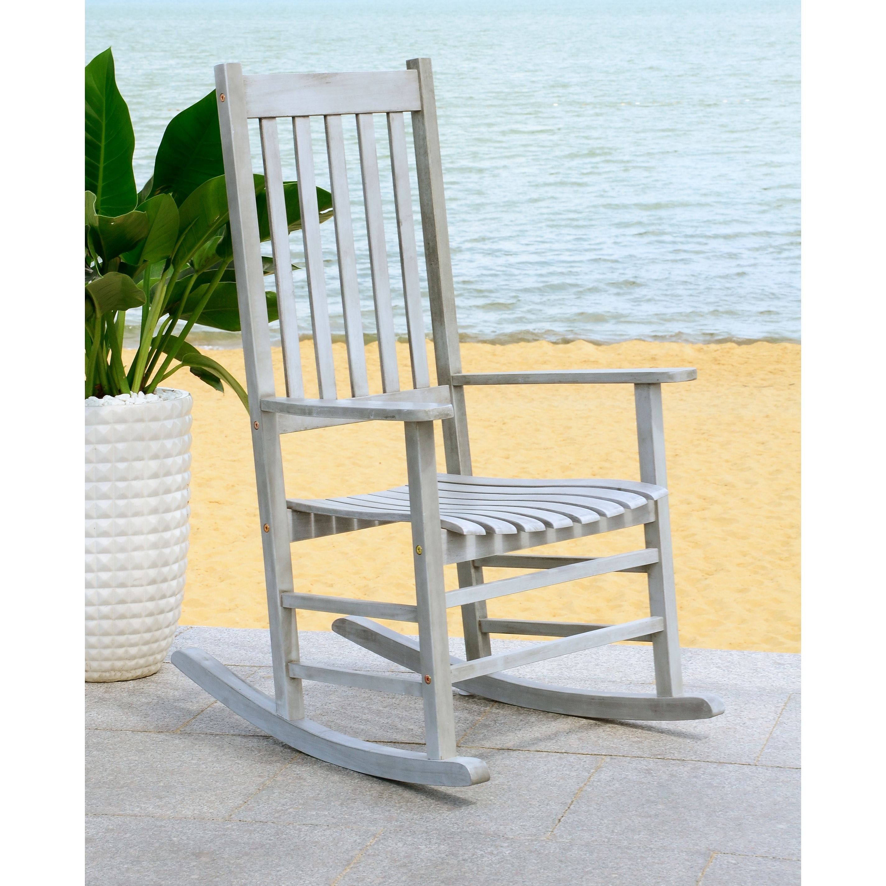 SAFAVIEH Shasta Grey Wash Acacia Wood Rocking Chair 26