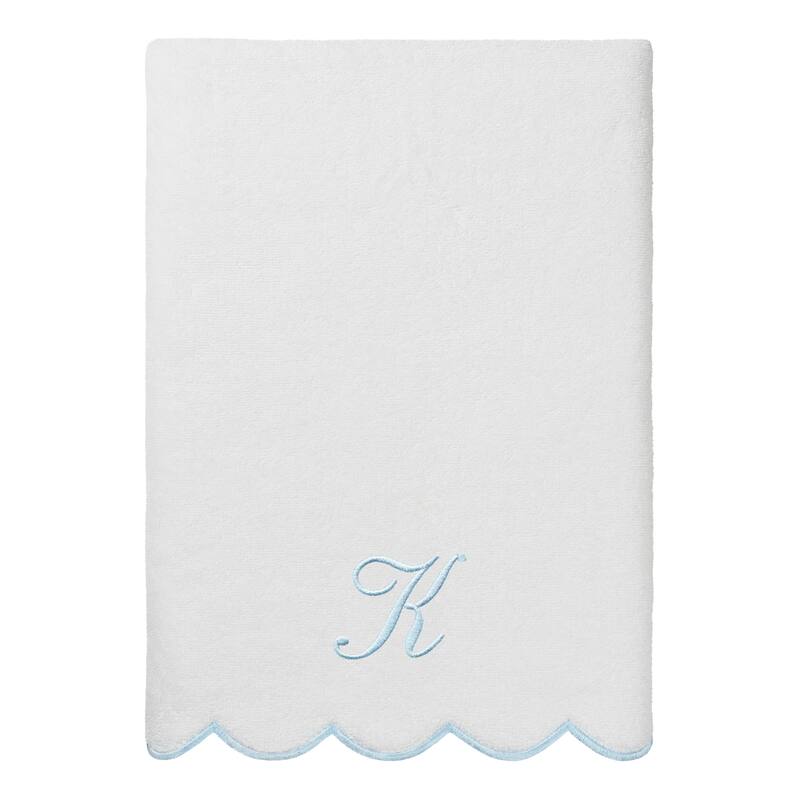 Authentic Hotel and Spa 100% Turkish Cotton Blue ADORNIA Scallop Personalized 3 Piece Towel Set - 3 Piece Set