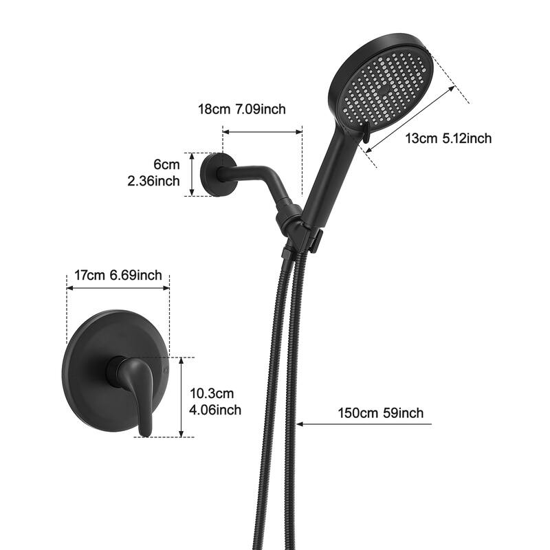 Modern Black Concealed Shower System with Three-Function Handheld Shower