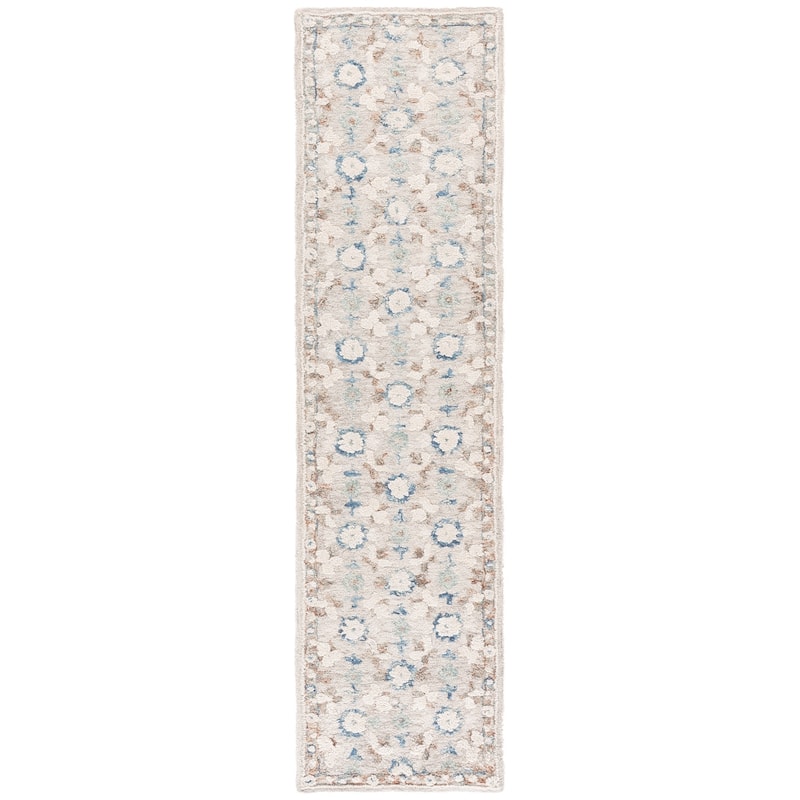 SAFAVIEH Handmade Metro Efemia Wool Rug - 2'3" x 9' Runner - Ivory/Blue