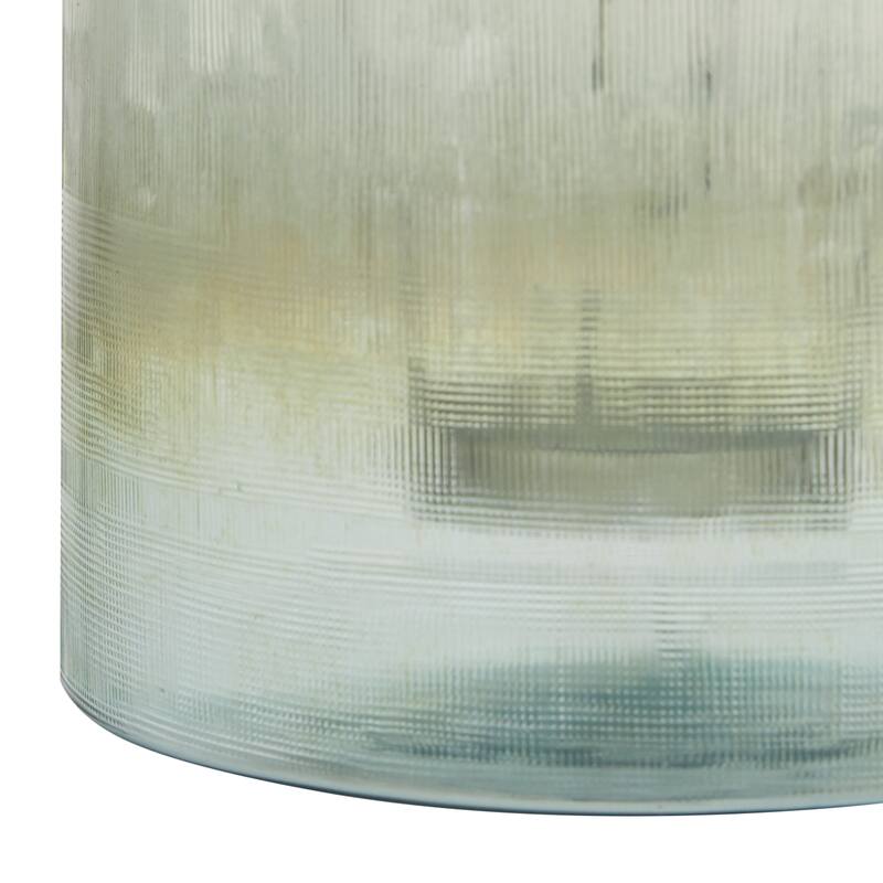 Turquoise Glass Contemporary Candle Holder 8 x 7 x 7 - 7 x 7 x 8Round