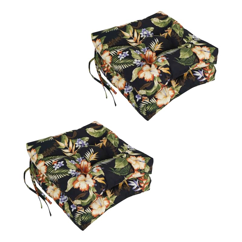 16-inch Square Tufted Indoor/Outdoor Chair Cushions (Set of 4) - 16" - Freeport Ebony