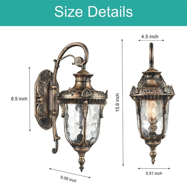 Vintage porch lights bronze wall light aluminum, glass lantern