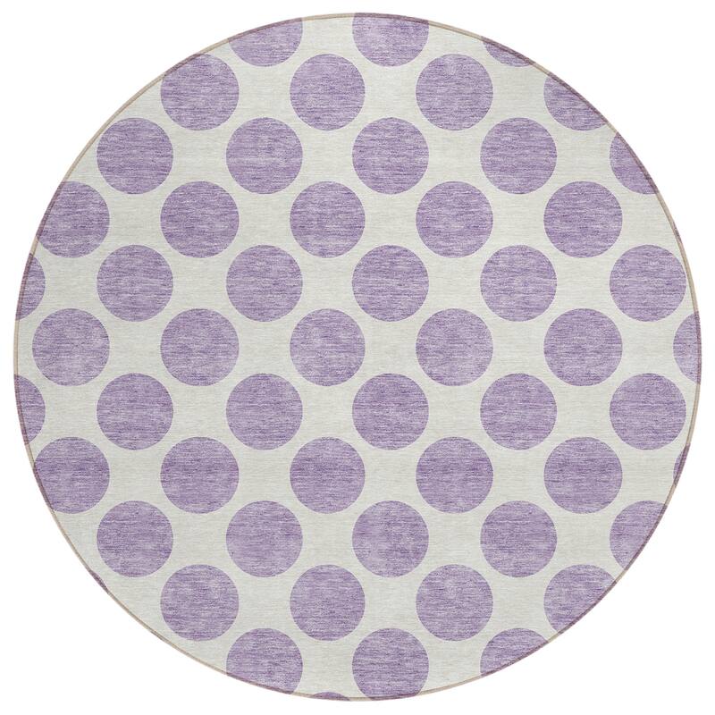 Machine Washable Indoor/ Outdoor Polka Dots Chantille Rug