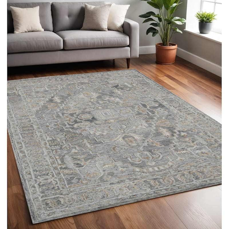 HomeRoots Oriental Transitional Rectangle Area Rug - 90.00 in. x 60.00 in.  x 0.45 in.
