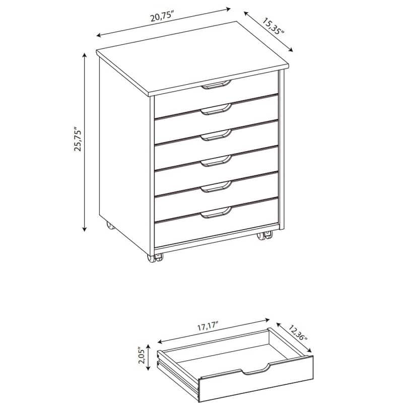 Bridgton 6-drawer Wide Rolling Storage Chest Cart