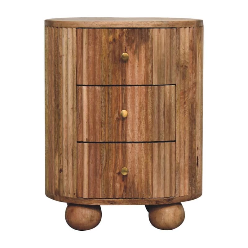 Artisan Furniture Solid Wood Soba Ball 3 Drawer Bedside, 3 drawer - Oak - 3-drawer