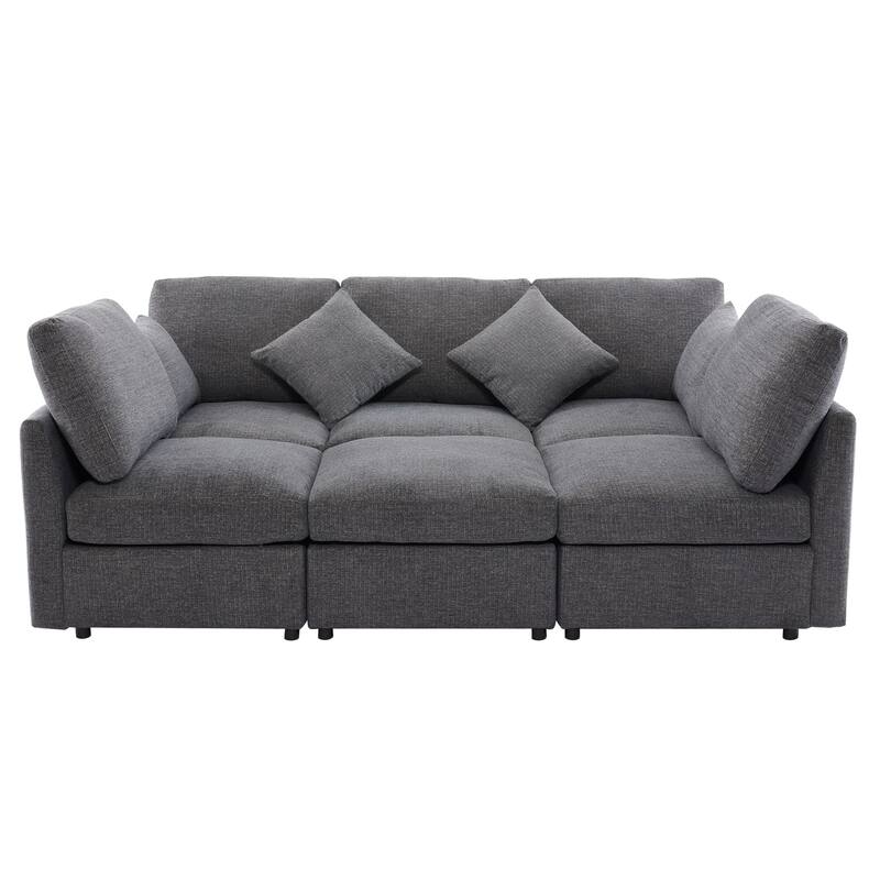 Roomfitters 87 Inch Modular U-Shaped Sectional Sofa with Movable Ottoman and USB Ports, Chenille