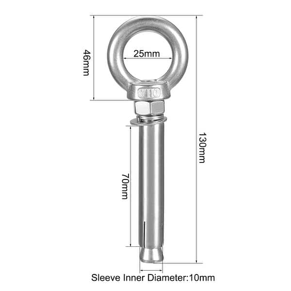 M10x100 Expansion Eyebolt Eye Nut Screw w Ring Anchor Raw Bolts 1Pcs