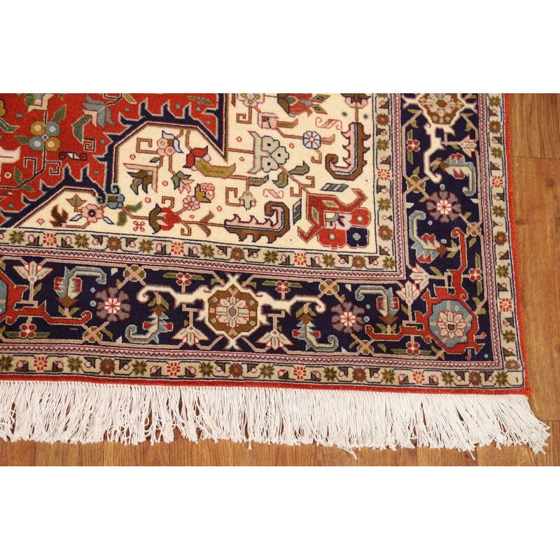 Orange Medallion Tabriz Persian Rug Handmade Wool Carpet - 4'11"x 6'6"