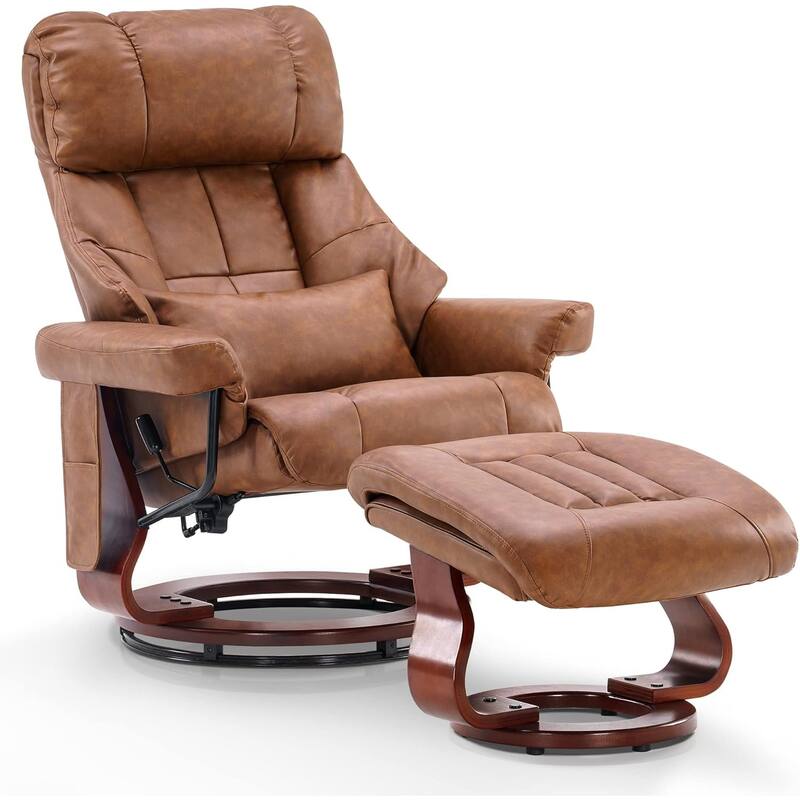 MCombo Recliner Chair with Ottoman Vibration Massag Faux Leather 9068