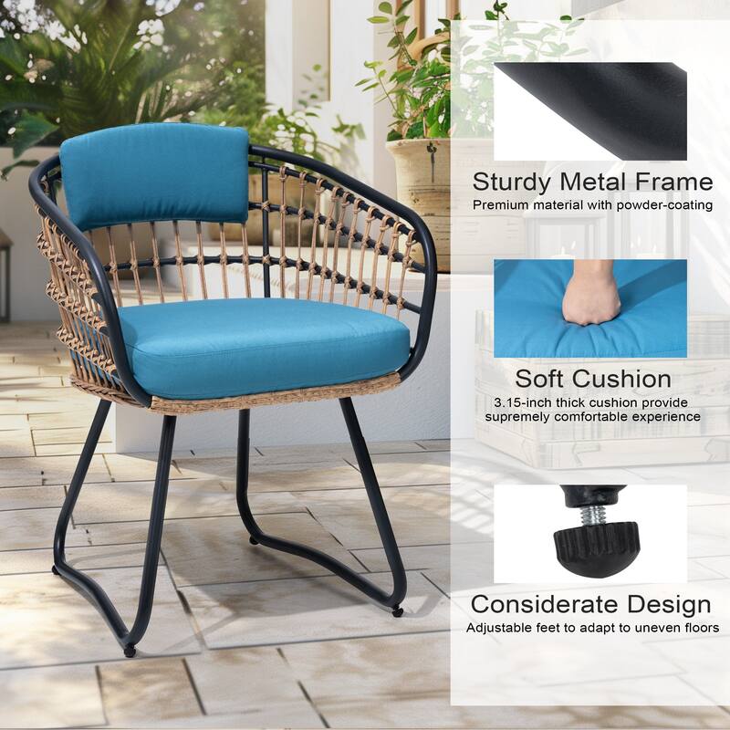 11-Piece Outdoor Dining Set Aluminum Dining Table with Cushioned PE Rattan Chairs