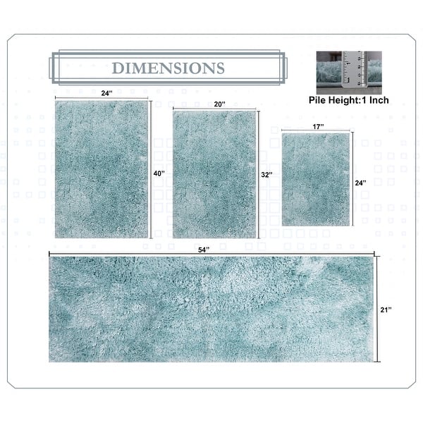 dimension image slide 26 of 28, Luxury Plush Bathroom Rug Set - Quick-Dry, Soft Microfiber, Non-Slip, Absorbent & Washable Bath Mats
