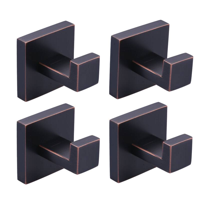 WOWOW J-Hook Wall Mount Robe/Towel Hook 4PCS - Oil Rubbed Bronze