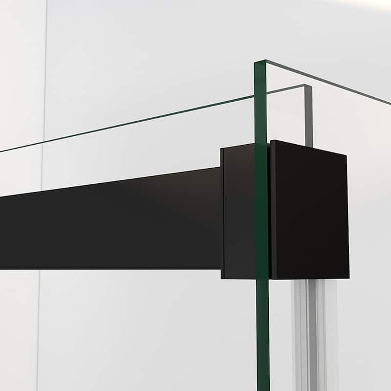 Spezia 60" W x 76" H Sliding Frameless Shower Enclosure in Matt Black - 60" W x 76" H