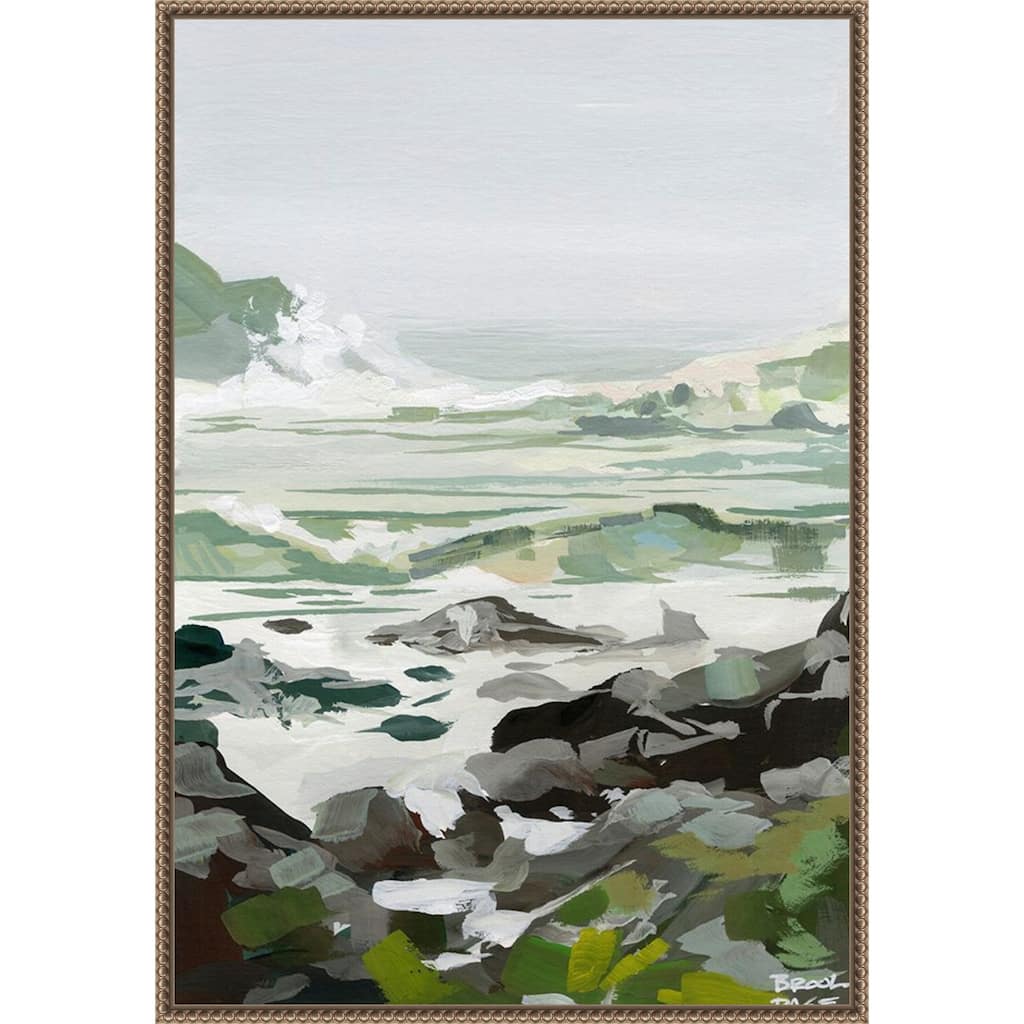 Coastal Waves and Rocks by Brook Page Framed Canvas Wall Art Print